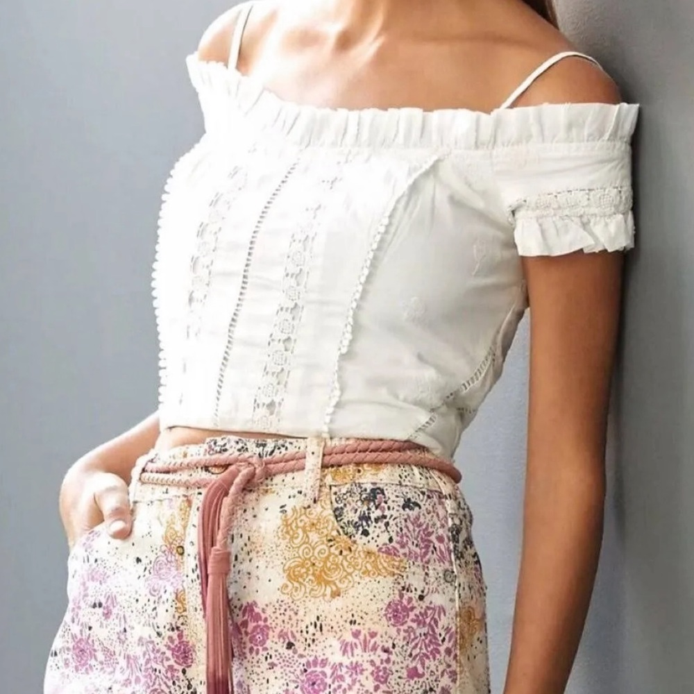 Anthropologie Cottagecore Bohemian Cropped Off The Shoulder Corset NWT